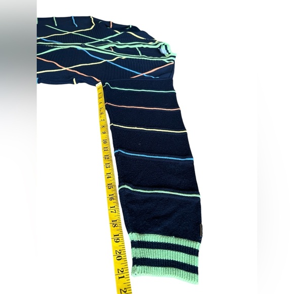 Vintage Carlo Colucci Knit Cardigan Sweater Men’s L Abstract Stripes Designer - Picture 9 of 11